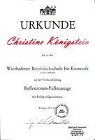 Reflexzonen-Fußmassage Urkunde Reflexzonen-Fußmassage